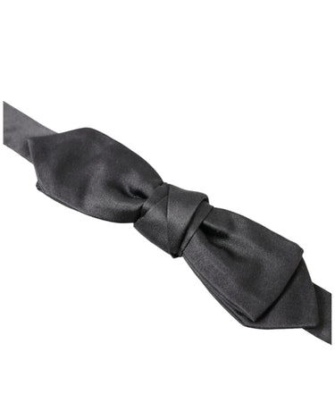 Dolce & Gabbana Men's Dark Gray Silk Adjustable Neck Papillon Bow Tie - One Size